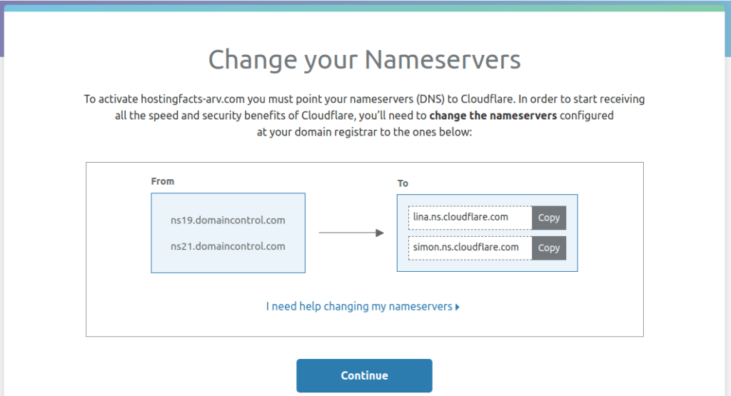 Change nameservers