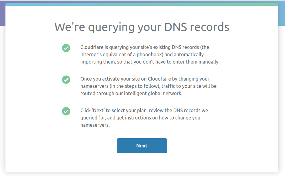 Cloudflare scan DNS record - Enable free SSL certificate