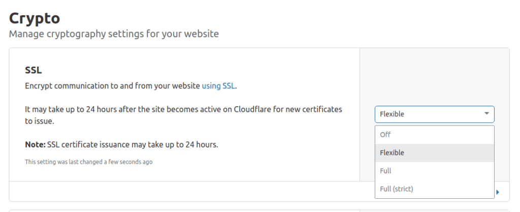 Activate flexible free SSL certificate in cloudflare