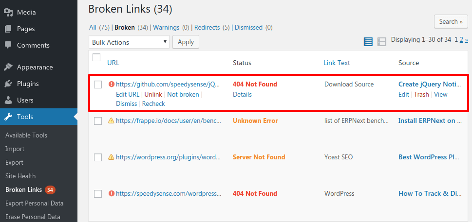 Fix Broken Links in WordPress