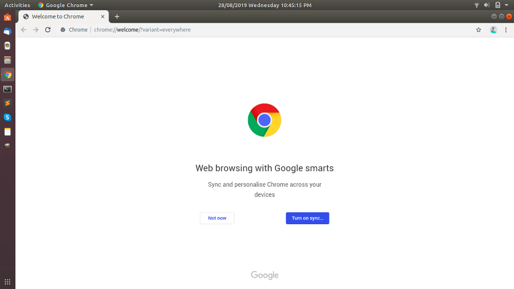 Google Chrome Welcome Page Ubuntu