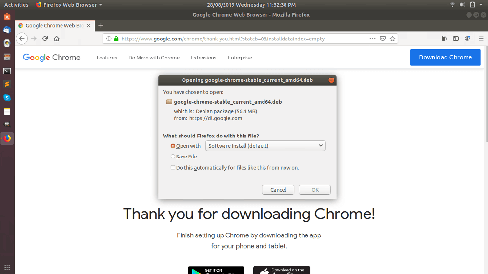 Open Ubuntu Software Center To Google Chrome