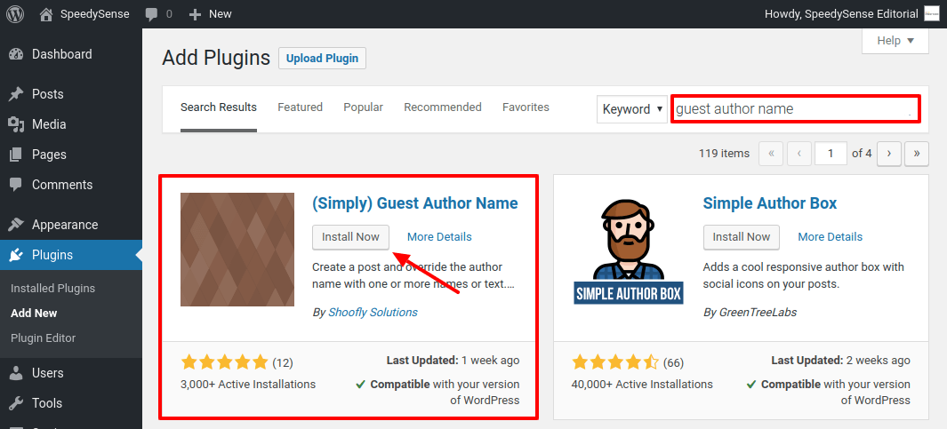 Install Guest Author Name Plugin