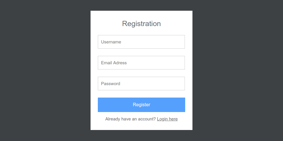 Registration form - Registration and Login System